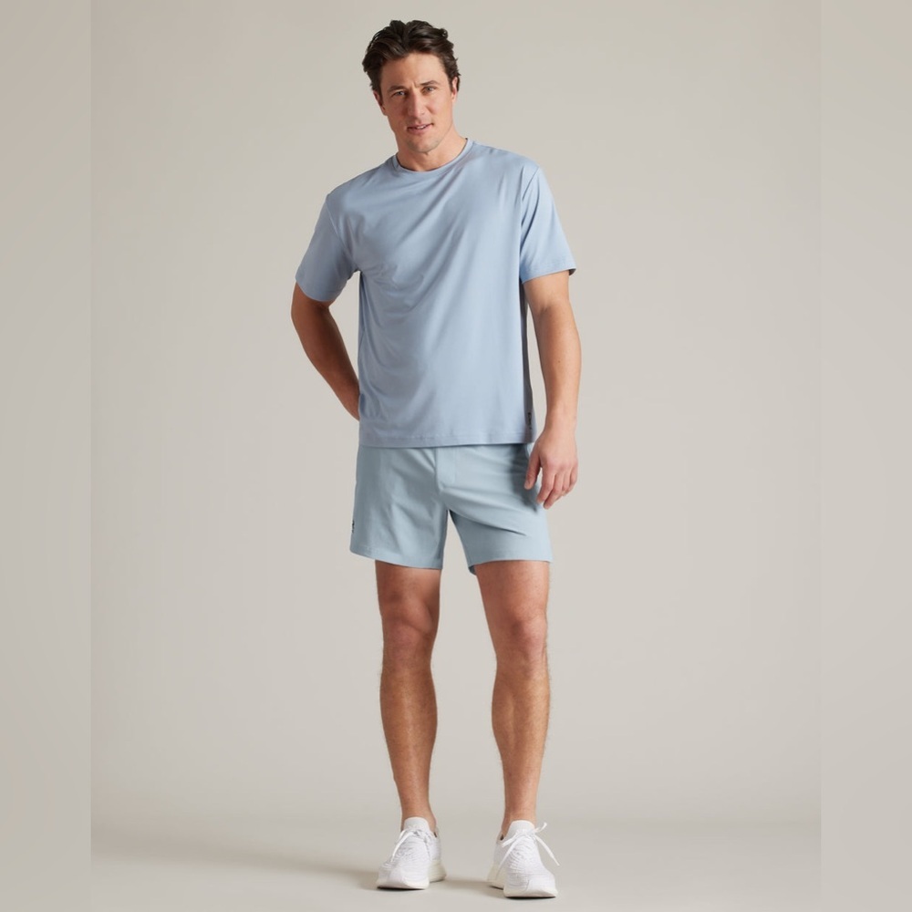 Men’s Rhone 6” Arctic Blue Base Training Shorts with Black Waistband-Unlined - Picture 4 of 7
